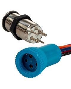 Bluewater 19mm Push Button Switch OffOn Momentary Contact BlueRed Led-small image