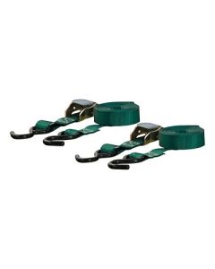 Curt 15 Dark Green Cargo Straps WS Hooks 300 Lbs 2 Pack-small image
