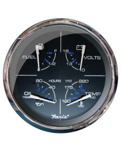 Faria 5 Multifunction Gauge Chesapeake Black WStainless Steel Fuel, Oil Psi, Water Temp Voltmeter-small image