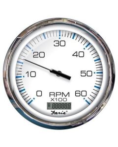 Faria 5 Tachometer WDigital Hourmeter 6000 Rpm Gas Inboard Chesapeake White WStainless Steel Bezel-small image