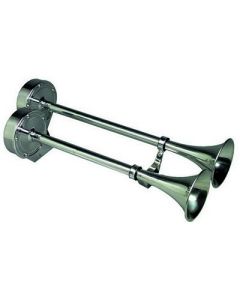 Ongaro Deluxe SS Dual Trumpet Horn - 24V - Boat Horns-small image