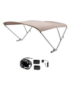 Sureshade Battery Powered Bimini Clear Anodized Frame Beige Fabric-small image