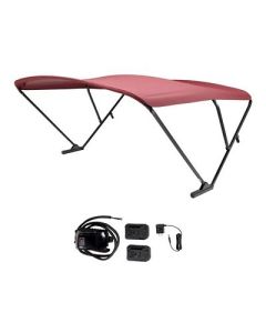 Sureshade Battery Powered Bimini Black Anodized Frame Burgundy Fabric-small image