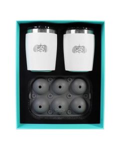 Toadfish NonTipping 10oz White Rocks Tumblers WIce Ball Tray 2 Tumblers-small image