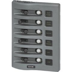 Blue Sea 4376 Weatherdeck Water Resistant Circuit Breaker Panel 6 Position Grey-small image
