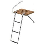Whitecap Teak Swim Platform W3Step Telescoping Ladder FBoats WOutboard Motors-small image